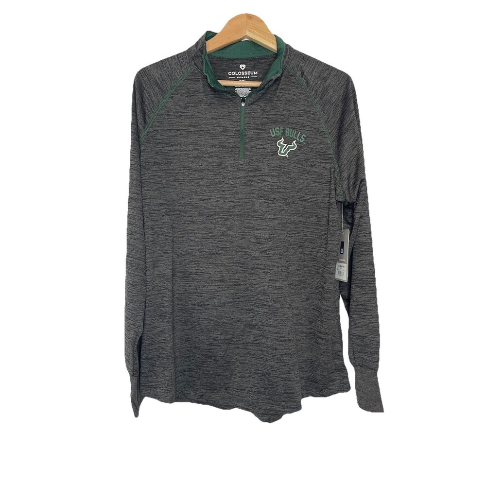 USF Colusseum Women's XXL 1/4 Zip Long Sleeve Shirt Top Bulls Tampa Gray